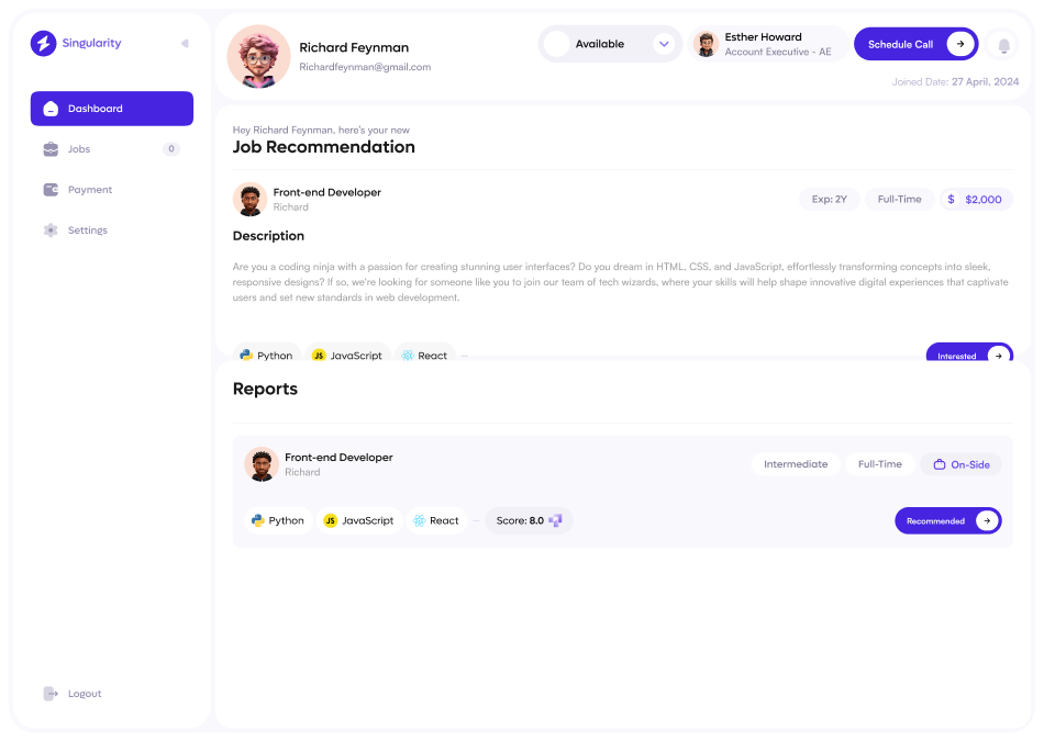 Automated Candidate Screening - Leverage AI to instantly screen resumes and shortlist top candidates based on role fit and skills
