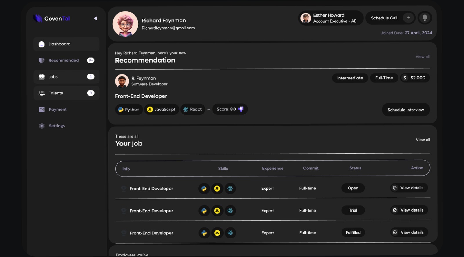 AI-Powered Talent Acquisition for Elite Professionals Dashboard